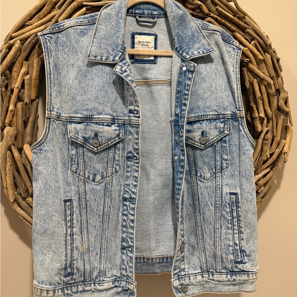 Abercrombie & Fitch Light Blue Denim Vest